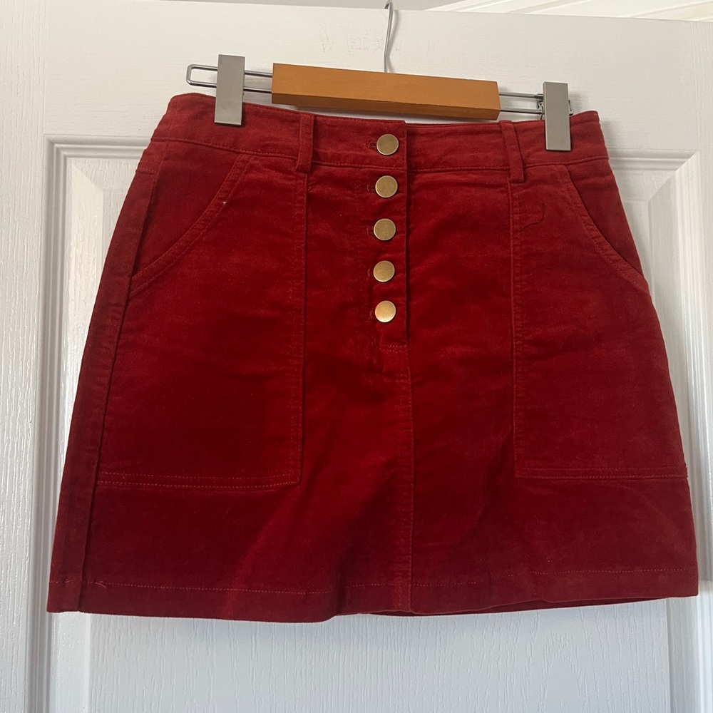 LAST CHANCE Burnt orange velvet button up skirt.